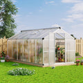8x12 FT Greenhouse, Large Aluminum Greenhouses for Outdoors, Heavy Duty Polycarbonate Greenhouse with Roof Vent, Walk-in Green Houses for Winter Garden, Backyard, Patio, Lawn, Easy Assembly