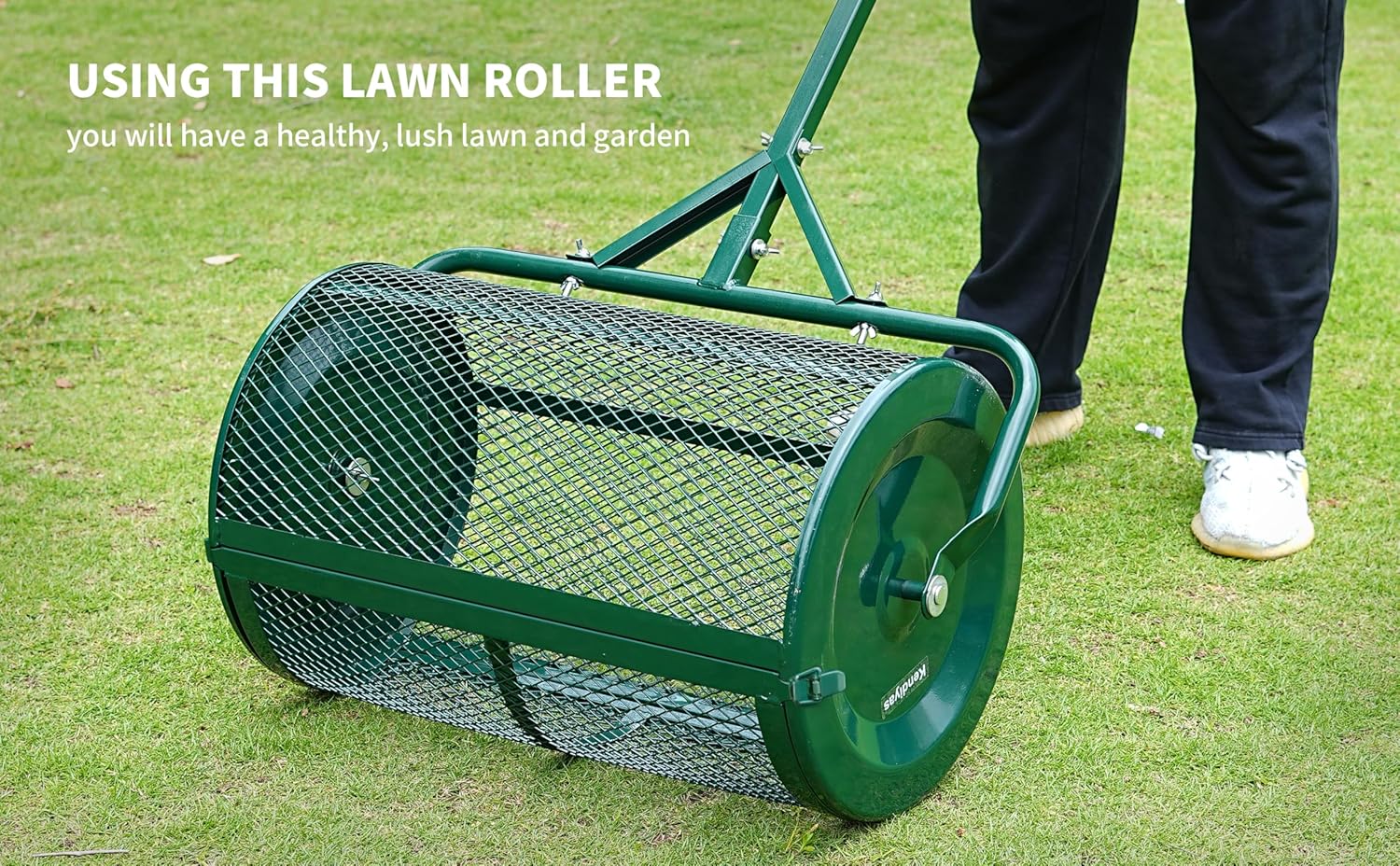 Compost Spreader- 24 inch Peat Moss Roller With improved T shape handle-Lawn & Garden Spreader For Top Dressing Compost, Fertilizer, Mulch And Soil- Strong and Lightweight material for basket