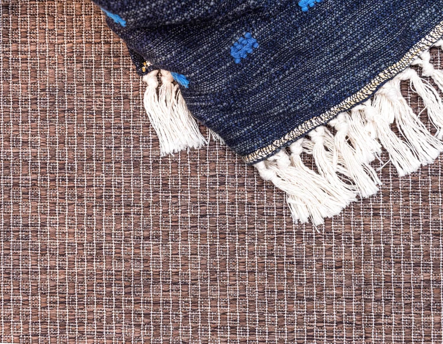 Unique Loom Outdoor Border Collection Area Rug - Soft Border (2'x 6' 1" Runner, Brown/ Ivory)