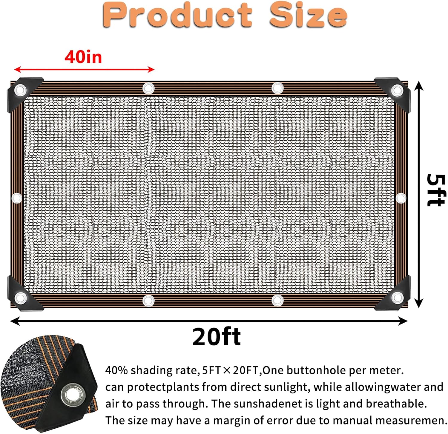 Shade Cloth for Plants Greenhouse, 40-50% Sunblock Shade Sails -for Outdoor Garden Pergola Patio Lawn Plant Sun Protection Cloths for Kennel Chicken Coop Easier to Hang Net Cover
