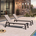 PURPLE LEAF Outdoor Chaise Lounge Chair Set of 3, Pool Lounge Chair for Outside, Aluminum Patio Chaise Lounger with Adjustable Backrest and Wheels for Deck, Outside, Lawn, Garden, Sand Beige