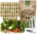 50 Winter Vegetable Garden Seeds Variety Pack - 43,450+ Non-GMO Heirloom Seeds for Outdoors & Indoor Home Gardening, Including Kohlrabi, Lettuce, Radish, Onion, Choy, Spinach, Cauliflower, Collards