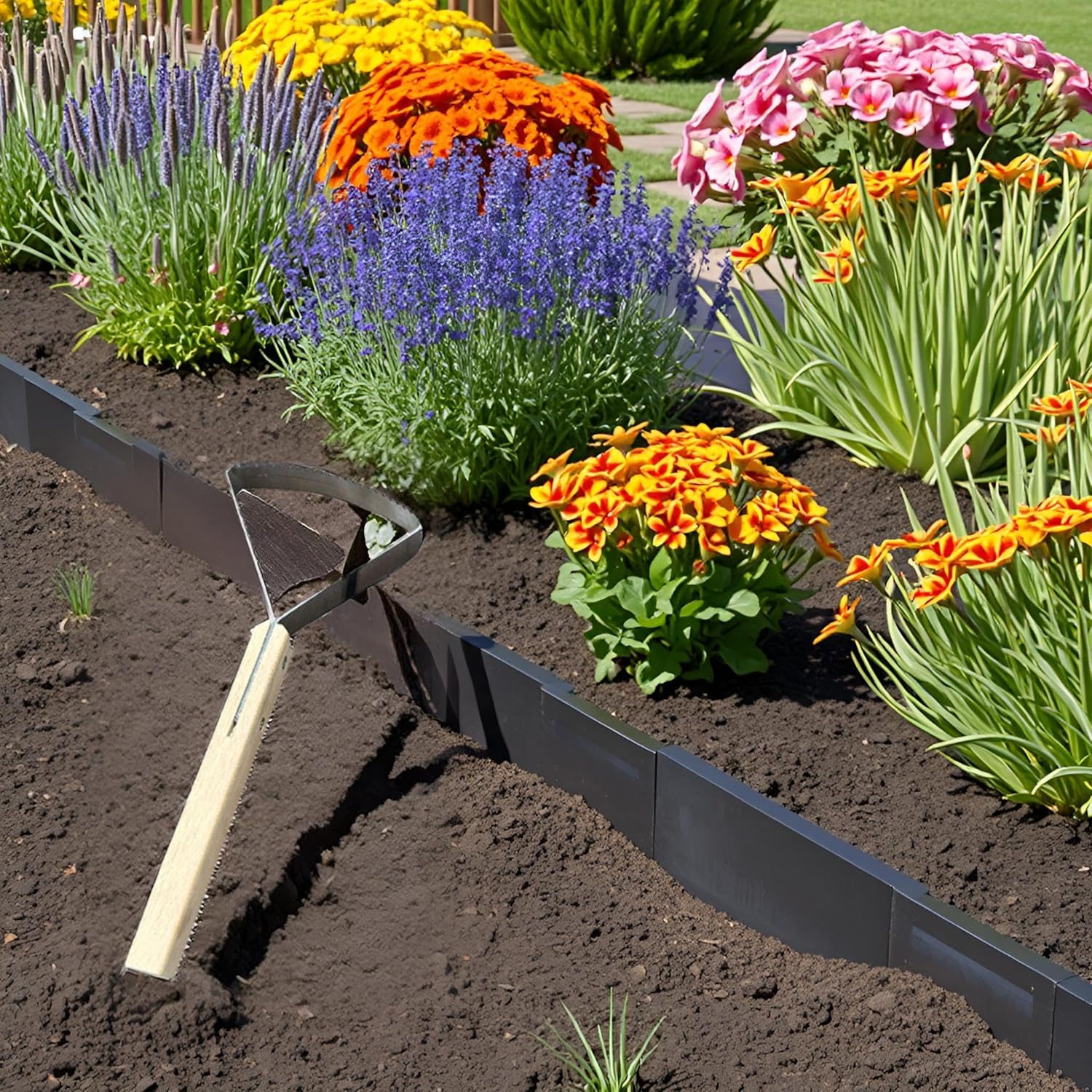 2-in-1 Weed Puller Tool,Garden Weed Scraper Tool, Weeding Rake, Metal Weeder & Soil Leveler with Ergonomic Wood Handle Weed Rake