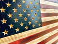 Rustic Wooden American Flag, Patriotic Wall Art (Weather Protected Finish, 13x25)