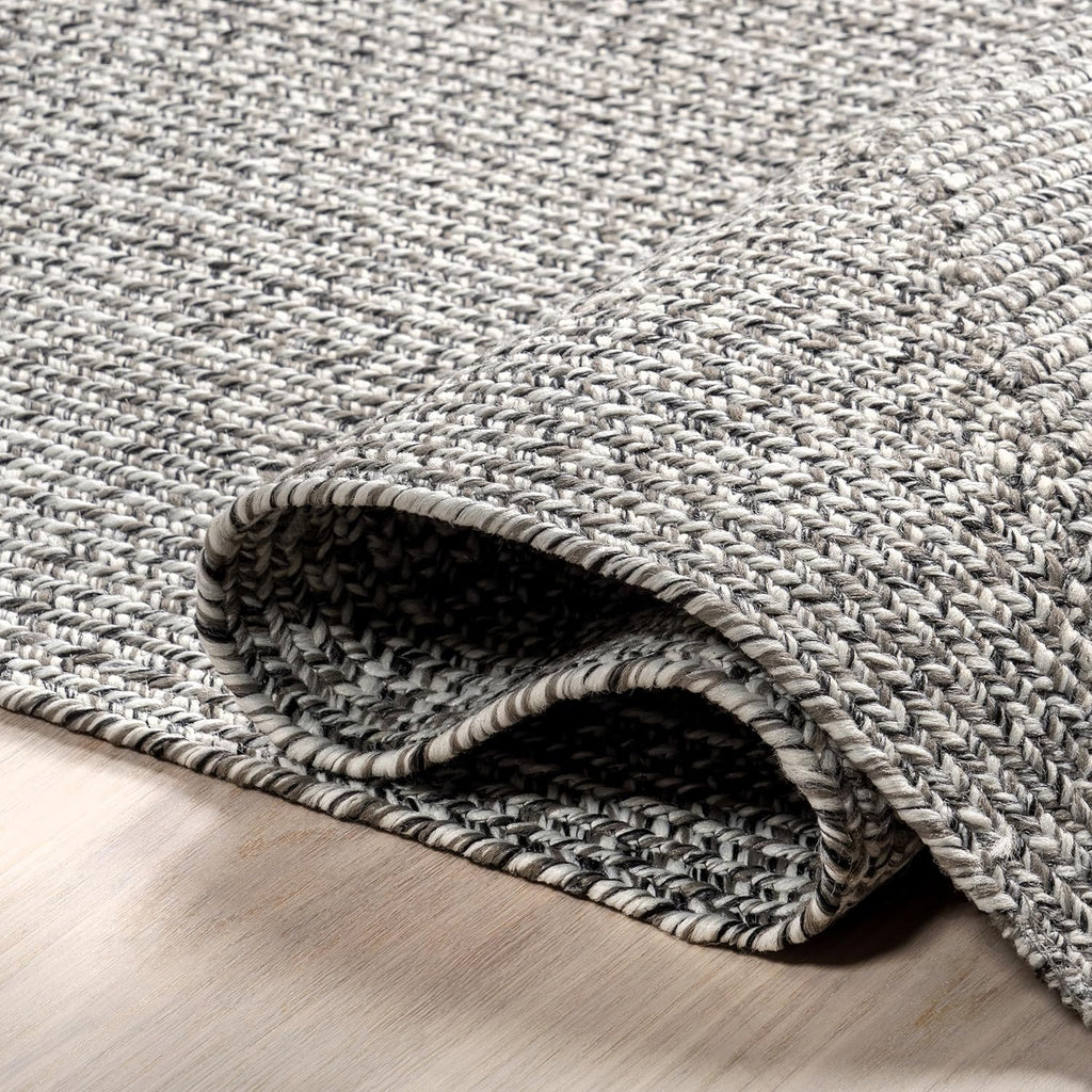 nuLOOM 2' x 16' Solid Hand Braided Indoor/Outdoor Area Rug, Pet-Friendly, High Traffic, Weather Resistant, for Patio, Balcony, Bedroom, Living, Dining Room, Wynn Salt and Pepper