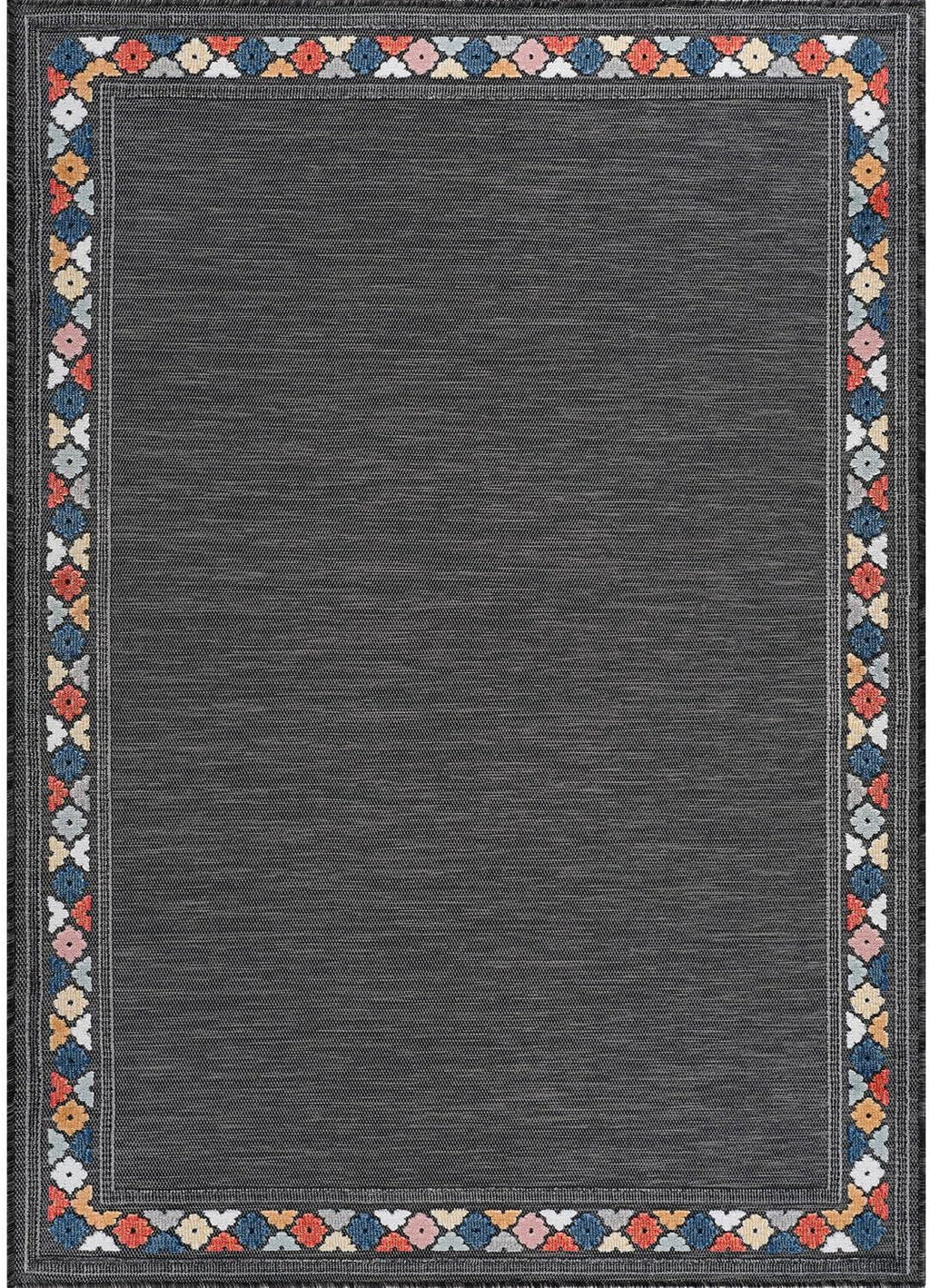 Beverly Rug Outdoor Rug 4x6 Modern Bordered Area Rugs for Indoor and Outdoor Patio Easy to Clean Non Shedding Living Room Porch Garden Washable Outside Carpet (4 x 6 Dark Gray)