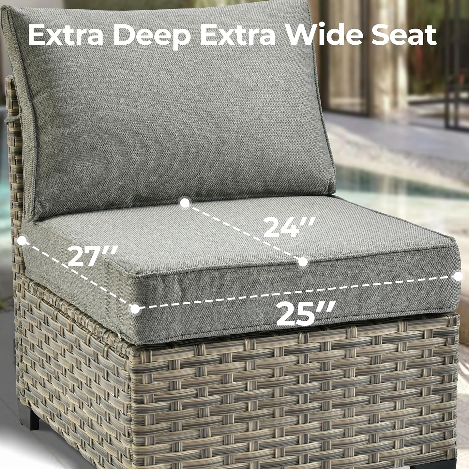 HOOOWOOO Outdoor Sectional Patio Furniture Set,8 Pieces Wicker Conversation Sets,Extra Deep Out Door Sofa Outside Furniture Couch with Swivel Chairs Ottoman,Charcoal Gray