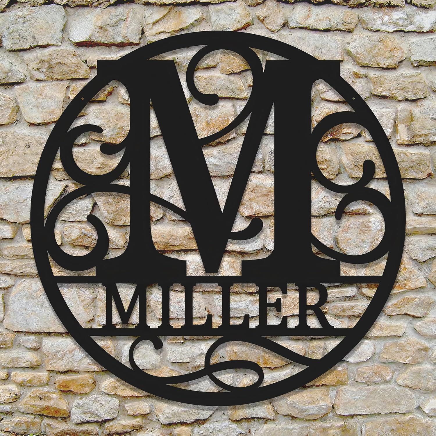 Personalized Metal Name Signs, Split Letter Monogram Wall Decor, Custom Last Name Sign, Family Name Sign for Outdoor, Personalized Wedding Gift, Garden Decor, Metal Wall Art, Housewarming Gift (MonogramDesign_11)