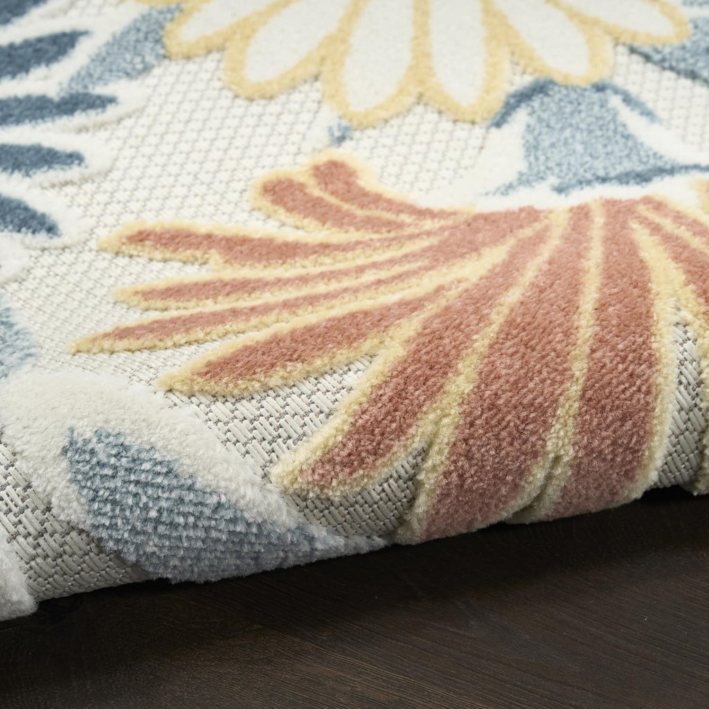 Nourison Aloha Ivory Rose 2'8" x 4' Area Rug - Easy Clean, Non Shedding, Bed Room, Living Room, Dining Room, Kitchen (3' x 4')