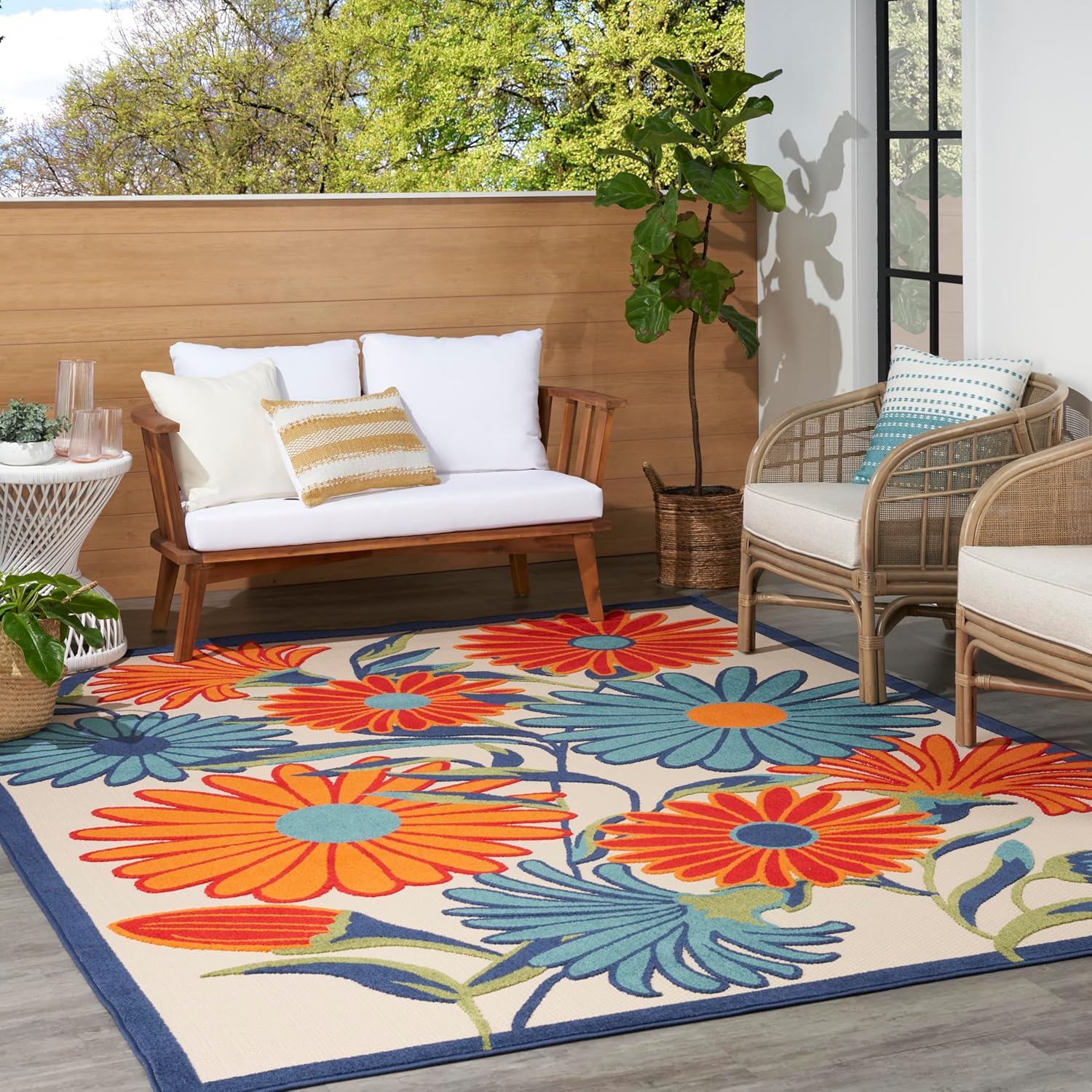Nourison Aloha 8' x 11' Multicolor Fabric Contemporary Area Rug (8' x 11')