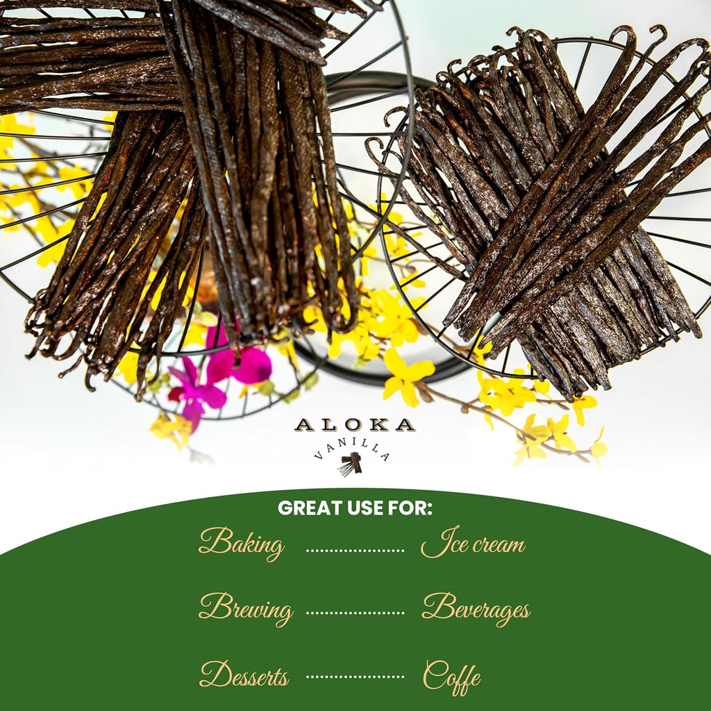 8oz (1/2 Pound) Count Organic Madagascar Vanilla Beans – Grade A Bourbon Pods | Gourmet Whole Vanilla Beans for Baking, Cooking, Extract Making | Rich Aroma, Premium Flavor, Non-GMO, Vegan