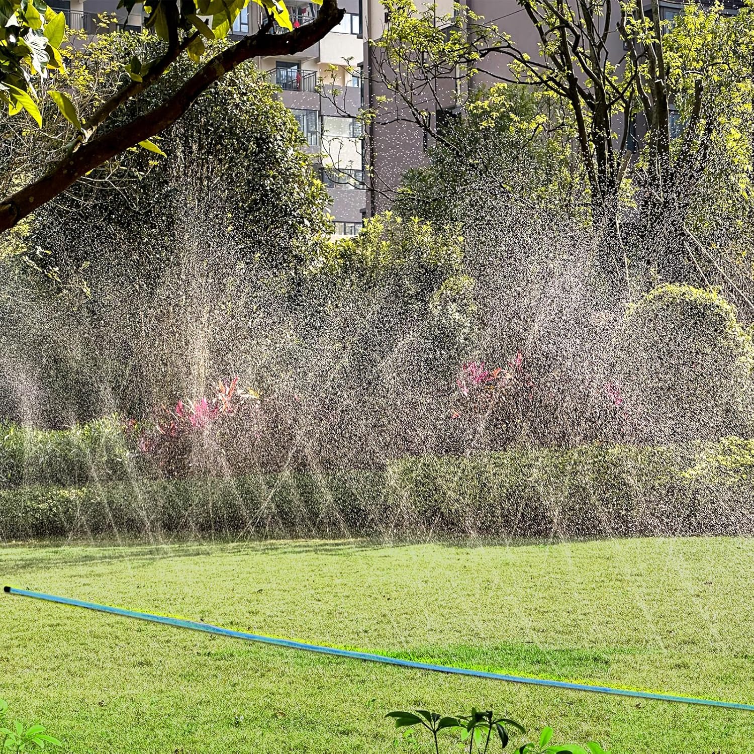 Sprinkler Hose 100FT, Heavy Duty Watering Hoses, Efficient Irrigation Tubing for Garden Lawn Sprinklers System with 40 Pack Staples