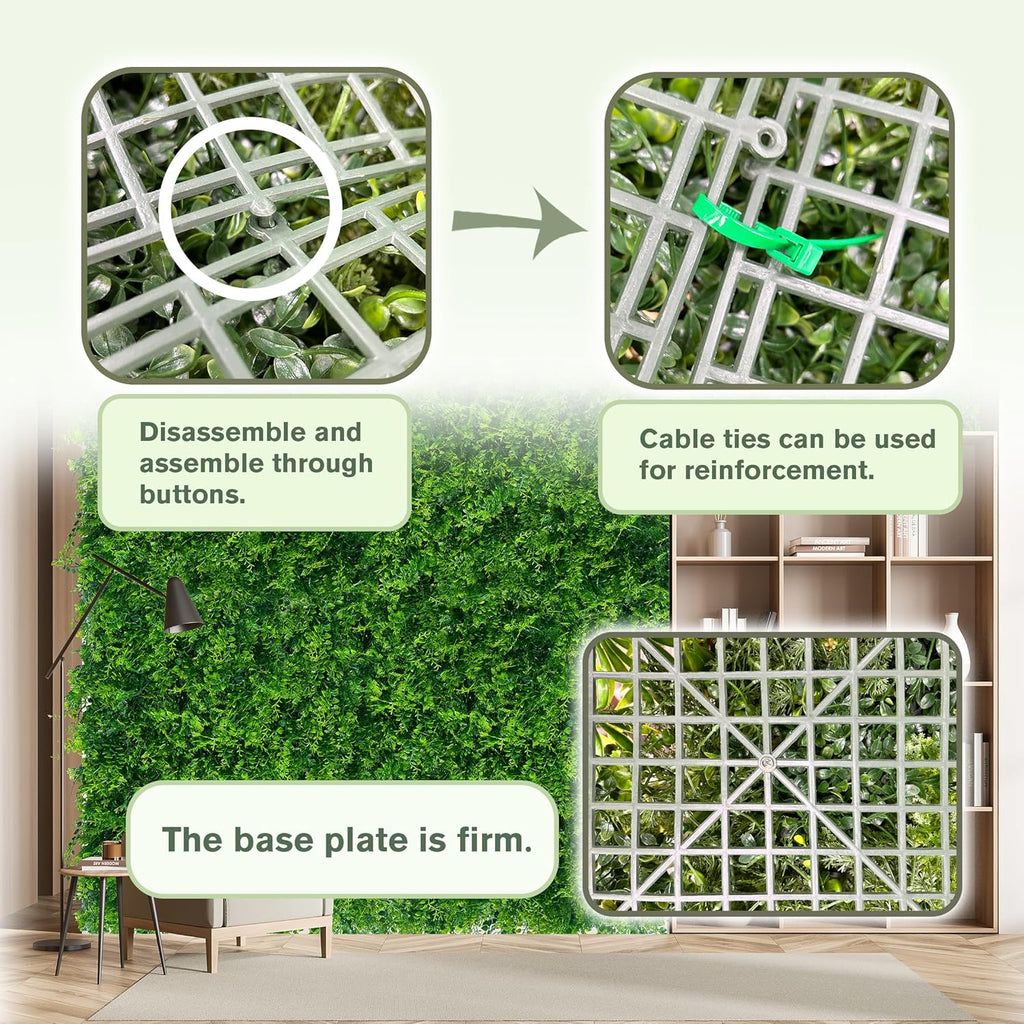 Greenery Faux Grass Wall Backdrop 72"x128" (64 SQFT) UV-Anti Artificial Green Boxwood Panel for Patio Balcony Privacy & Ivy Fence Covering Privacy, Garden, Backyard Wall Backdrop Decor