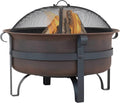 Sunnydaze 29-Inch Wood-Burning Outdoor Fire Pit - Bronze Cauldron Wood Fire Pit for Outside - Includes Poker and Spark Screen