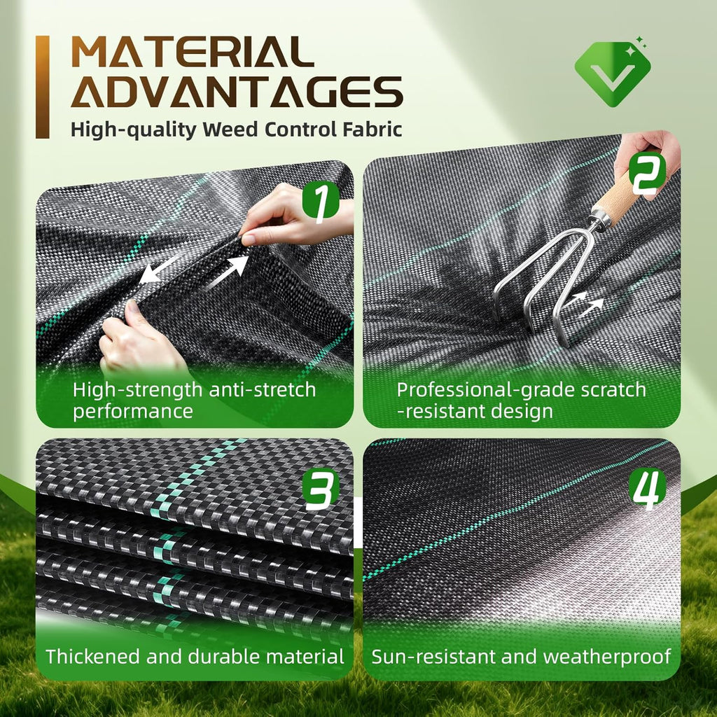 Land Guard 4ft x 300ft Weed Barrier Fabric Heavy Dusty, Ground Cover, Weed Mat, Woven Landscape Fabric for Garden, Lawn and Outdoor Project
