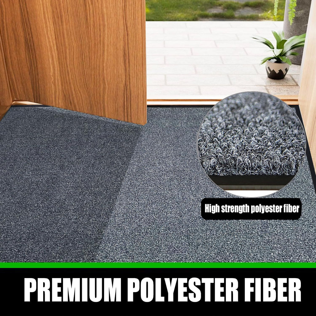 Commercial Grade Entrance Mat 3x5Ft Brush Step Entrance Rug with Striped Pattern&Rubber Border Indoor Outdoor Low Profile Rubber Entry Carpet Mat for Hallway,Home,High Traffic Area