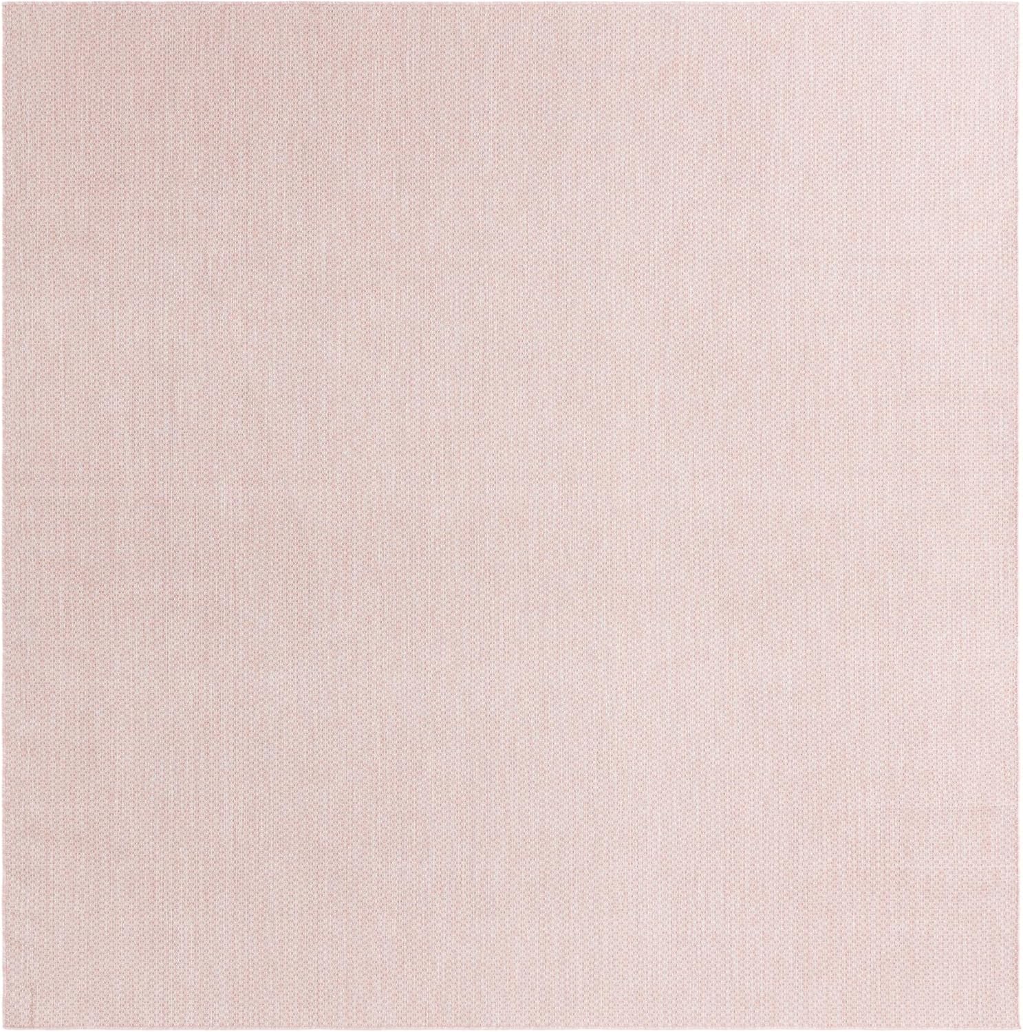 Unique Loom Collection Casual Transitional Solid Heathered Indoor/Outdoor Flatweave Area Rug (10' 8" Square, Whisper Pink/Ivory)