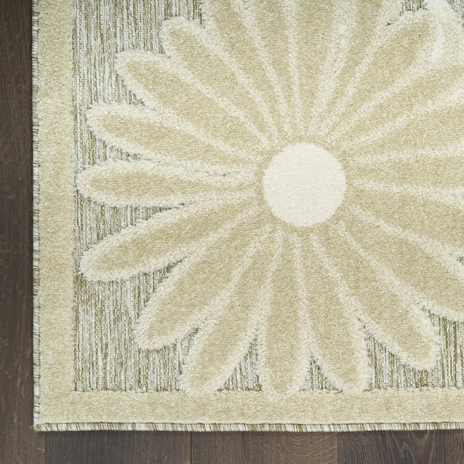 Nourison Aloha Ivory Sage 9' x 12' Area Rug - Easy Clean, Non Shedding, Bed Room, Living Room, Dining Room, Kitchen (9' x 12')