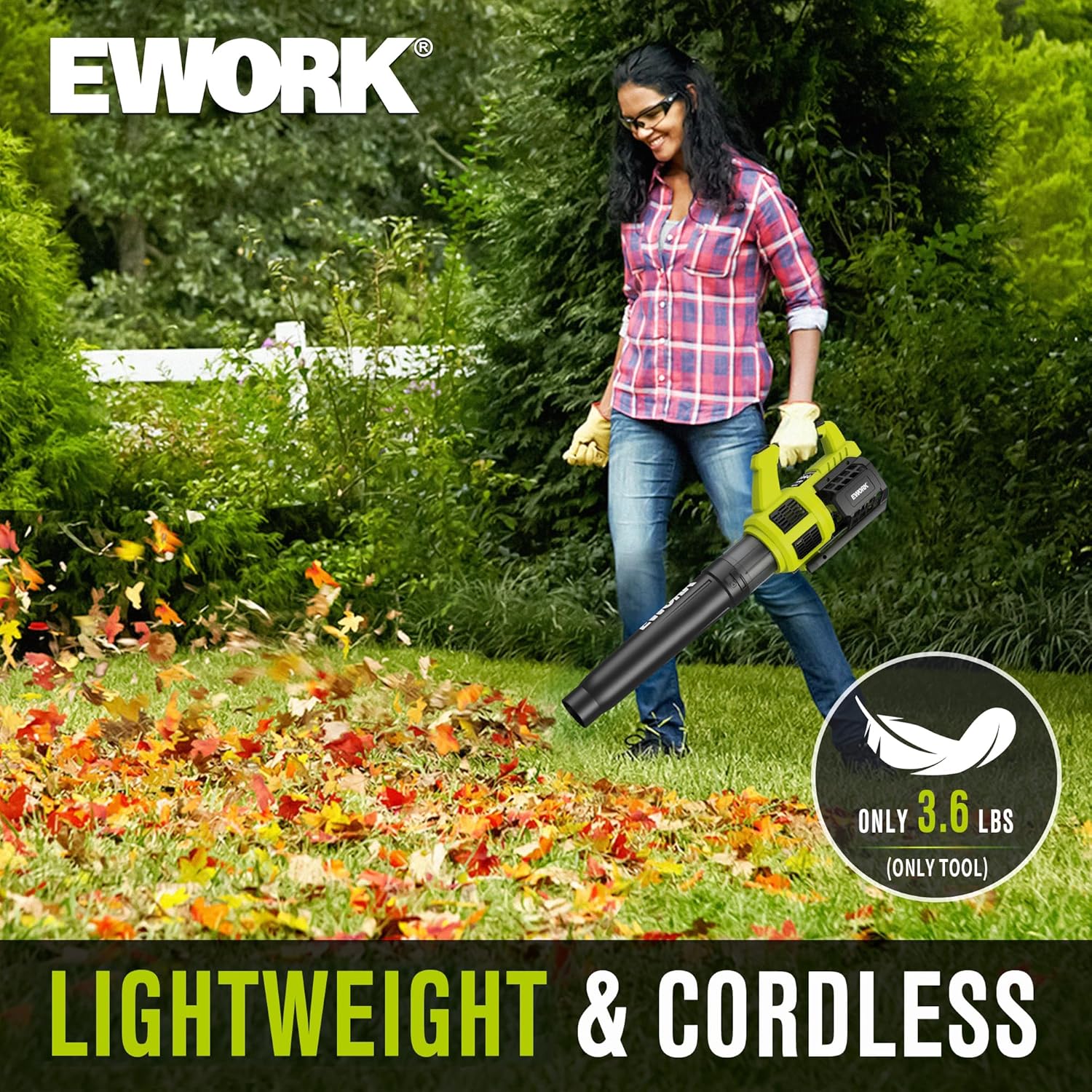Cordless Leaf Blower 20V Powerful Electric Leaf Blower with 2x4.0Ah Batteries and Charger, Variable Speed & Turbo, Up to 550CFM and 150MPH Lightweight Battery Powered Leaf Blowers for Lawn Care, Patio