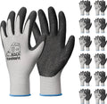 toolant Crinkle Latex Work Gloves Bulk, Rubber Coated Safety Work Gloves for Men and Women, 12 Pairs for Construction, Gardening, Warehouse (Gray, XL)