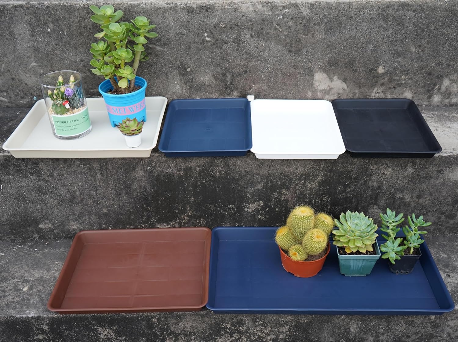 2 Pack Plant Saucer Tray Rectangular, Plant Growing Nursery Trays, Heavy Sturdy Seed Starting Trays, Plants Starter Saucers for Indoors No Holes, Seed Starter Growing Tray (17.5"x10.6", Black)