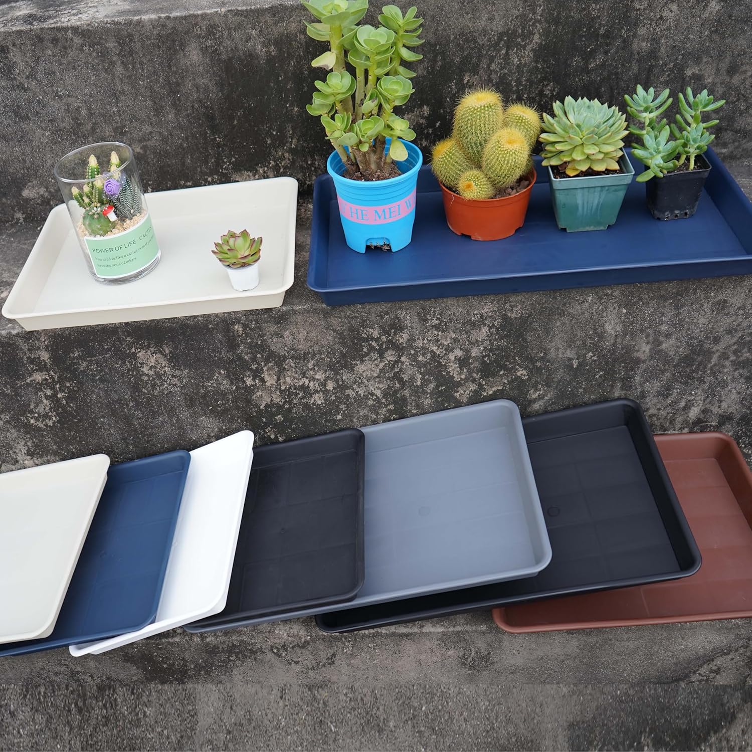 Plant Saucer Growing Tray, Seed Starter Tray Rectangular, Heavy Sturdy Plastic Plant Saucers Drainage Trays, Plant Drip Trays for Pots, Seed Starter Growing Tray (11 x 9 inch, 1 Pack)