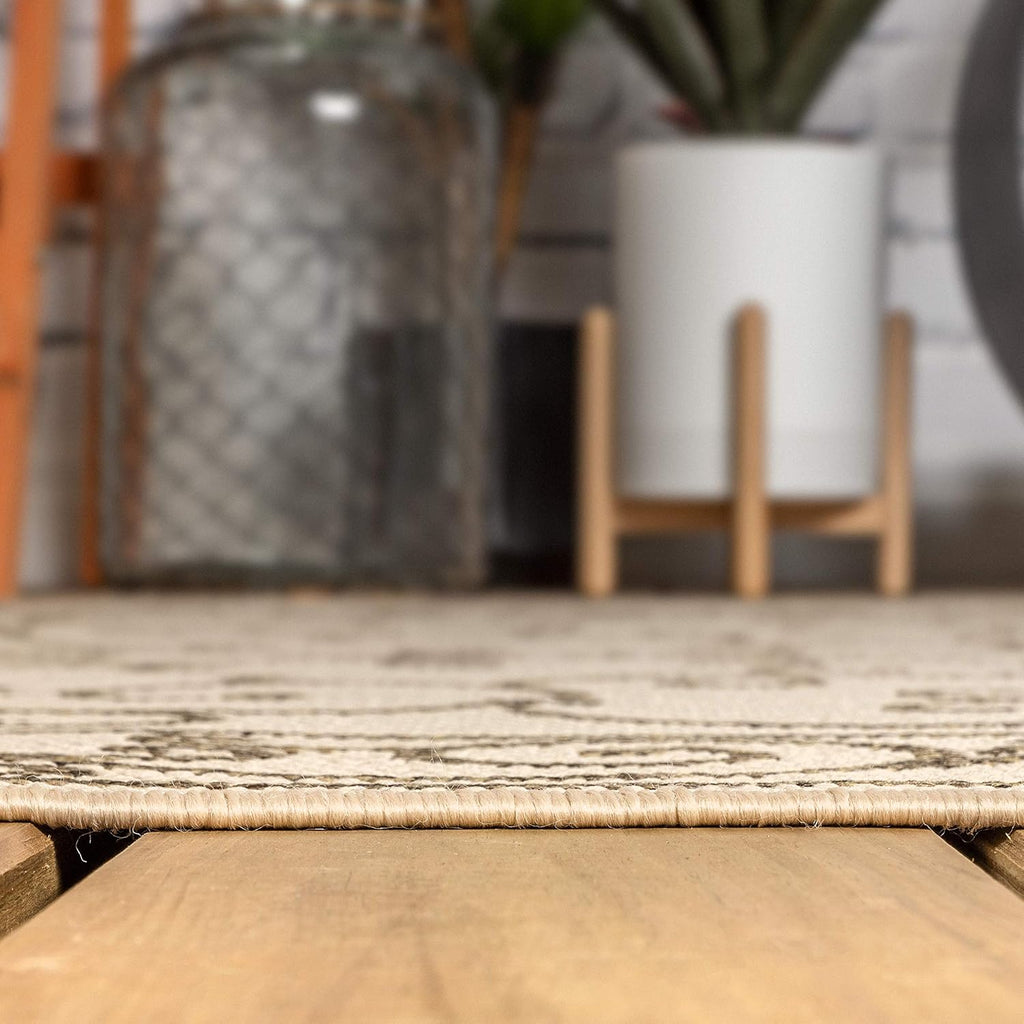 JONATHAN Y SMB106A-5TGN Charleston Vintage Filigree Textured Weave Beige/Brown 5' Octagon Indoor/Outdoor Area Rug, Non-Shedding, Stain Resistant,Fade Resistant, Easy-Cleaning for Backyard Patio, Porch