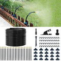 65.6Ft 360° Adjustable Drip Irrigation System Kit, Automatic Garden Watering System with 20 Copper Nozzles, Atomizing Misting Watering System with 360° Bending Dropper for Plant Lawn Patio