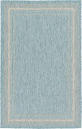 Unique Loom Outdoor Border Collection Area Rug - Soft Border (5' 1" x 8' Rectangle, Aquamarine/ Ivory)
