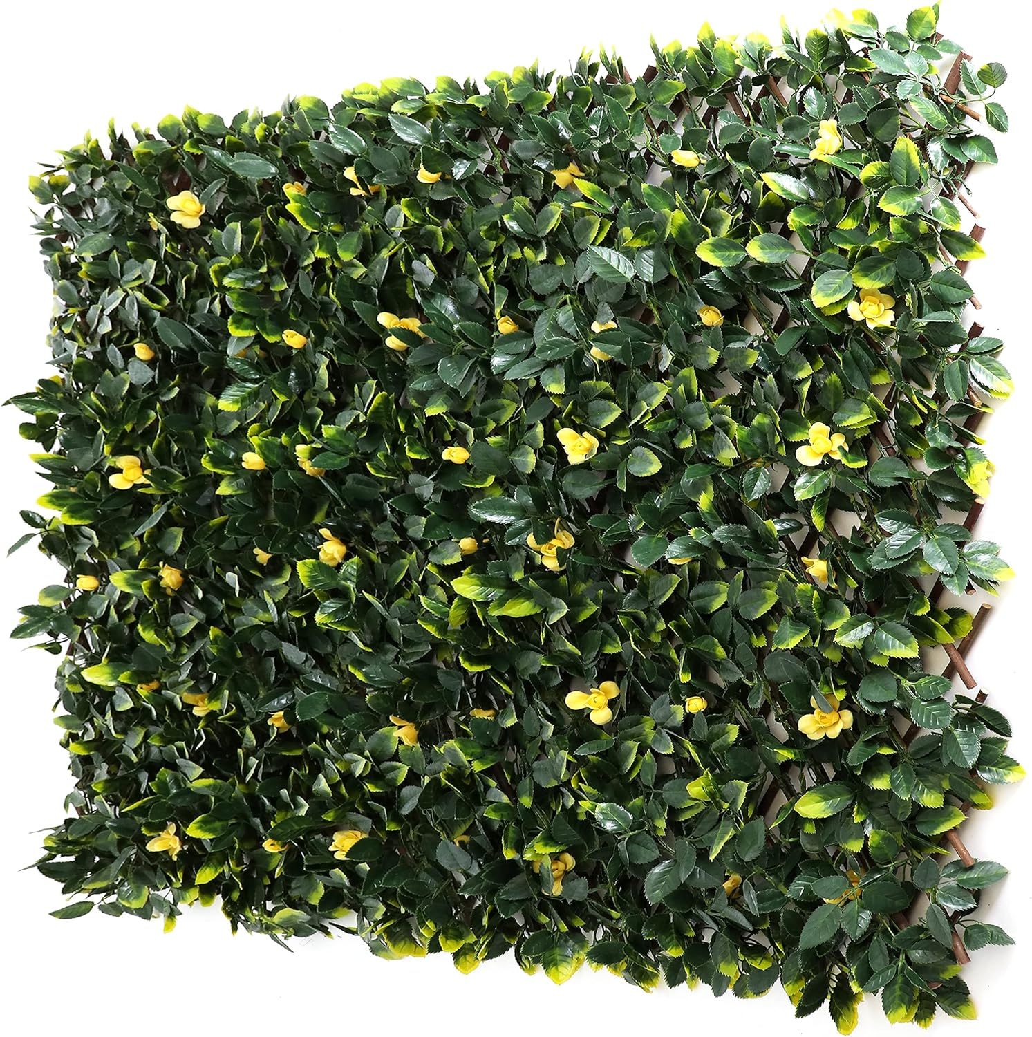 3rd Street Inn™ Leaf Trellis - Bamboo Greenery Panel - Boxwood and Ivy Privacy Fence Substitute - DIY Flexible Fencing (1, Yellow Rose Rattan)