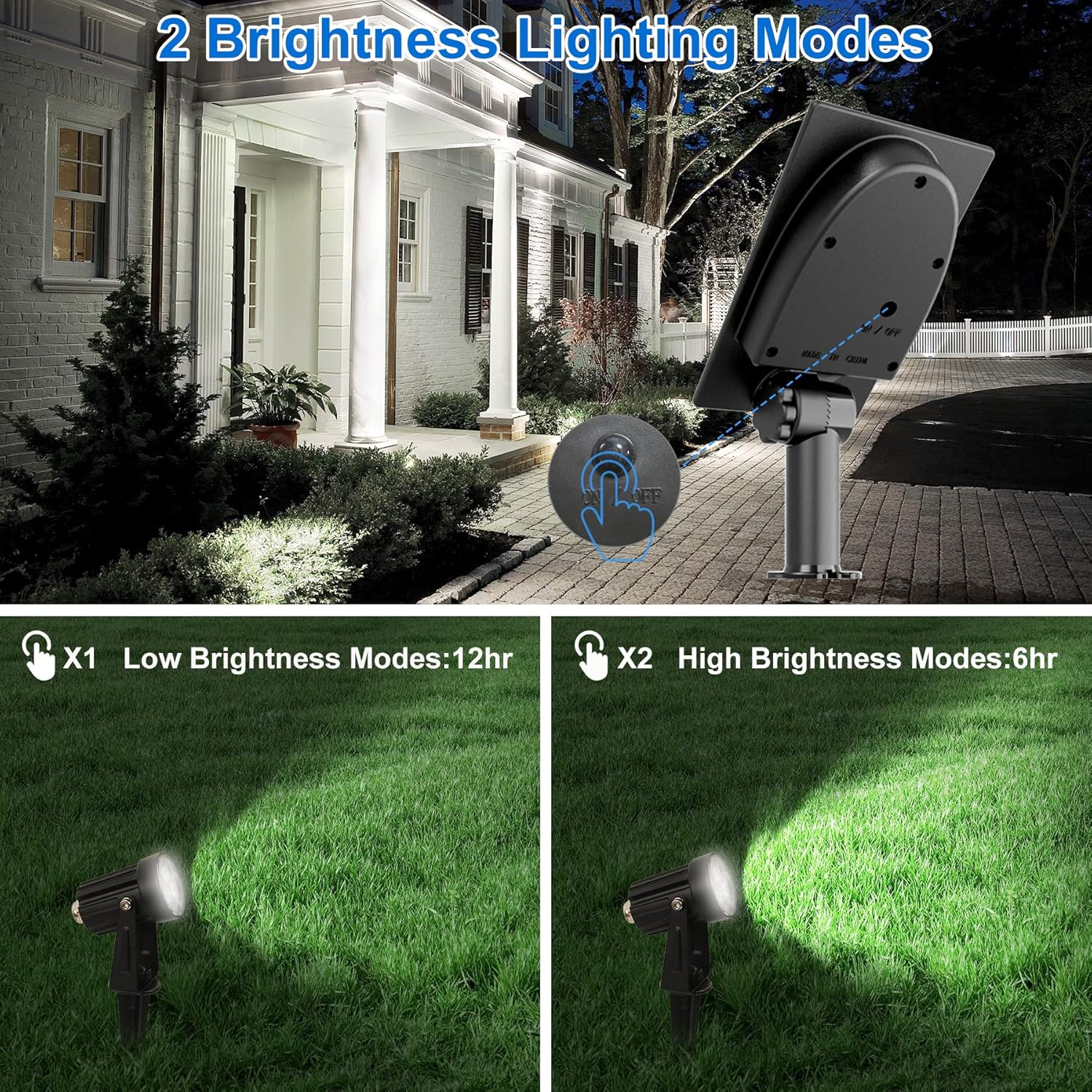 Solar Spot Lights Outdoor, Solar Landscape Spotlights IP65 Waterproof 9.8ft Cable, Auto On/Off Outdoor Wall Lights for Garden Yard Driveway Porch Walkway Pool (1-in-1 6000K Cold White 4 Pack)