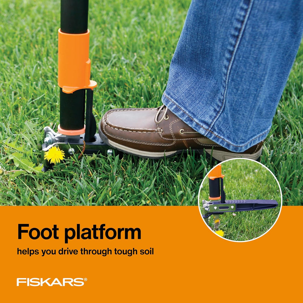 Fiskars 3-Claw Stand Up Weed Puller Tool, Gardening Weeder, Hand Weeding Tool with 39" Long Ergonomic Handle with Easy-Eject Mechanism
