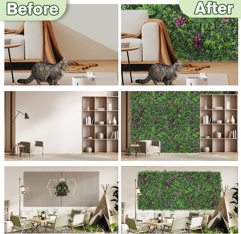 Greenery Grass Wall Boxwood Plant Roll: 48"x128"(43 SQFT) with UV Resistant Green Leaves Faux for Interior Wall, Greenery Backdrop,Garden and Indoor Outdoor Wall Panel Covering Privacy