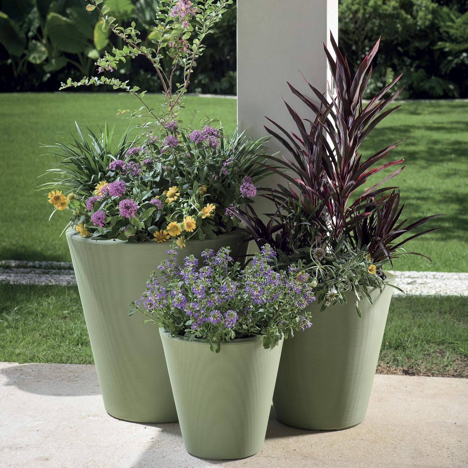 Crescent Garden Madison Planter– Weather-Resistant, Double Walled Indoor/Outdoor Plant Pot with Drain Hole – Durable All-Season Flower Container, 16" W (Old Bronze)