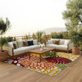 Nourison Aloha Indoor/Outdoor Red Multi Colored 7'10" x 10'6" Area Rug, Tropical, Botanical, Easy Cleaning, Non Shedding, Bed Room, Living Room, Dining Room, Deck, Backyard, Patio (8x10)