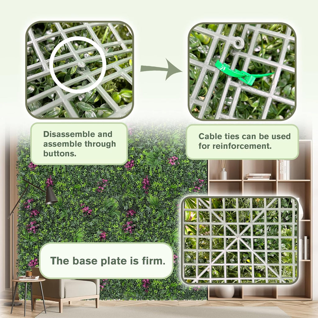 Greenery Grass Wall Boxwood Plant Roll: 48"x128"(43 SQFT) with UV Resistant Green Leaves Faux for Interior Wall, Greenery Backdrop,Garden and Indoor Outdoor Wall Panel Covering Privacy