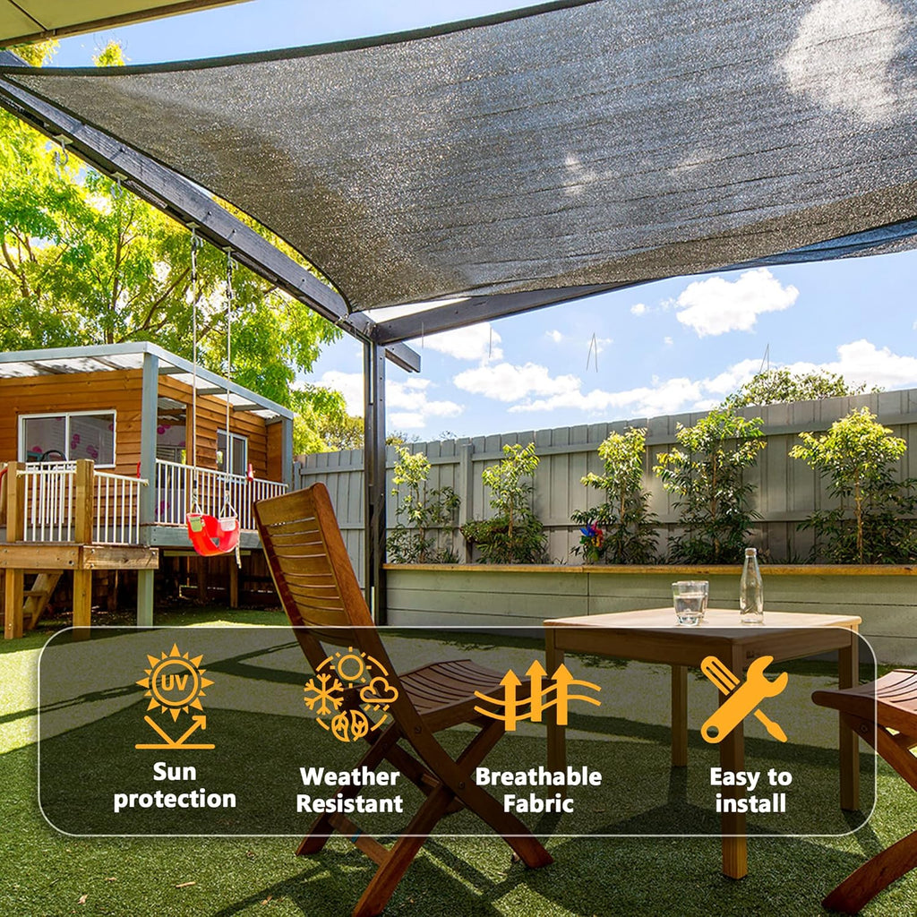 VICLLAX 90% Shade Cloth, 8x14FT Durable Black Mesh Trap with Every 3 FT Grommet, Sun Shade Fabric Netting for for Plants Cover, Greenhouse, Chicken Coop, Barn Kennel, Garden Patio