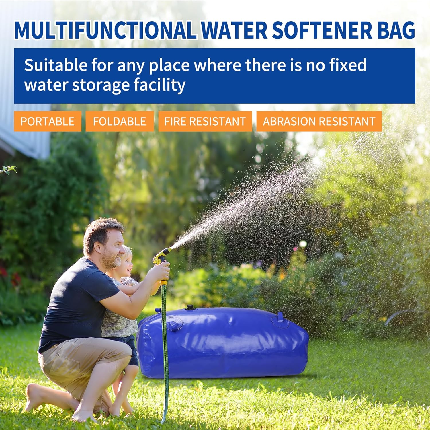 1400 L/370 gal Water Bladder Storage Containers, Foldable Portable Water Tank Large Capacity Soft Water Bag, Drought Resistance, Fire Prevention, Emergency Water