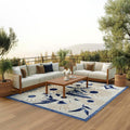 Nourison Home Aloha 108x144 Contemporary Fabric Rug in Blue/Gray Finish