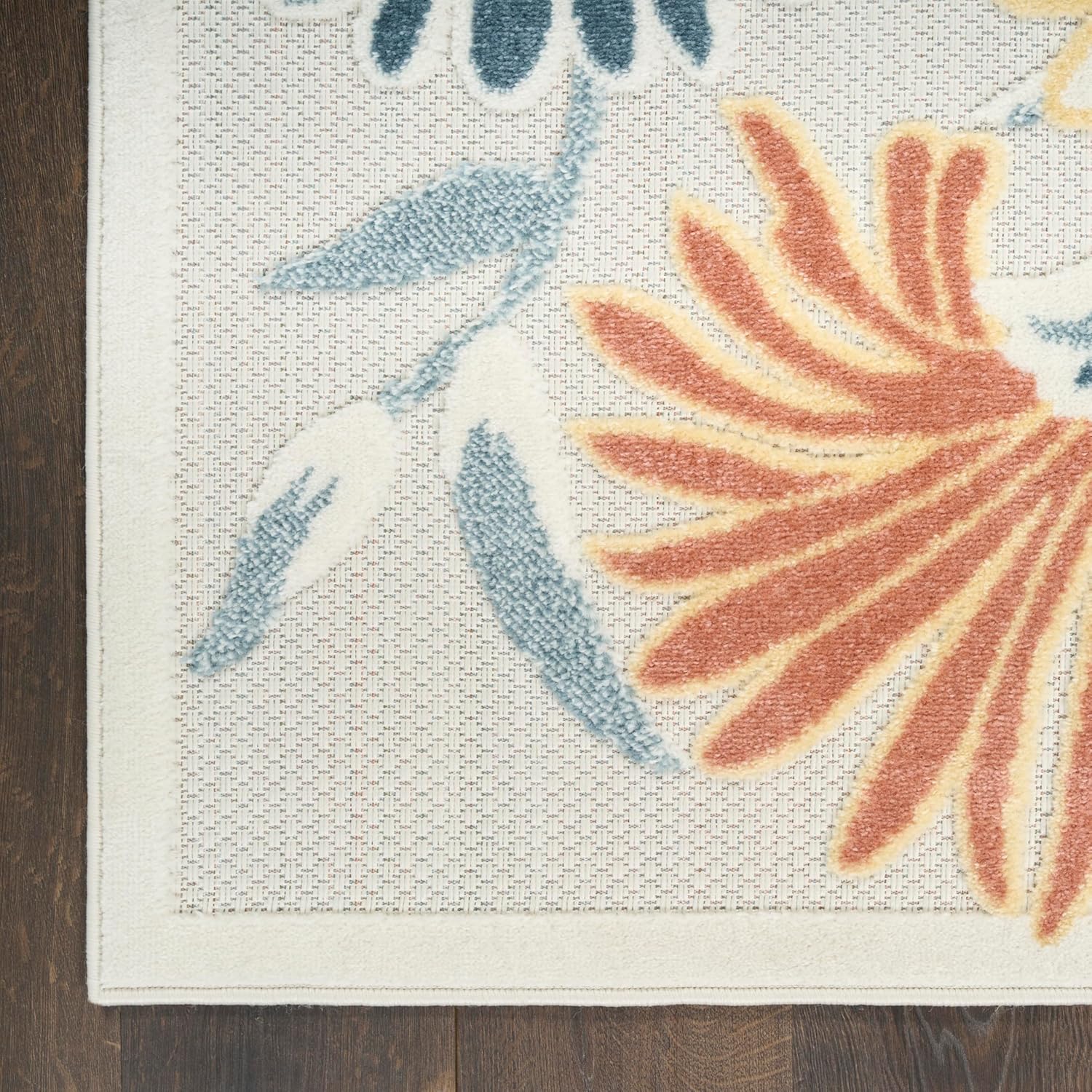 Nourison Aloha Ivory Rose 3'6" x 5'6" Area Rug - Easy Clean, Non Shedding, Bed Room, Living Room, Dining Room, Kitchen (4' x 6')