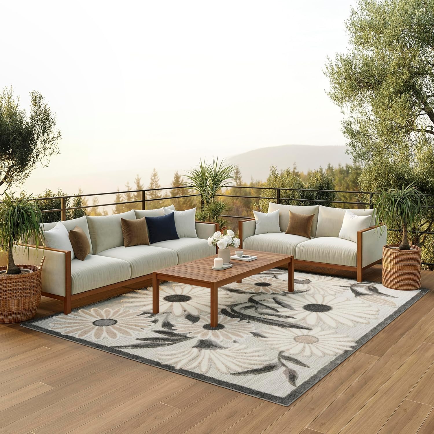 Nourison Home Aloha 8' x 11' Beige Fabric Contemporary Area Rug (8' x 11')