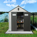 Domi 6x4 FT Outdoor Resin Storage Shed, All-Weather Double-Wall Storage Building for Backyard, Garden, Lawn Tools, Mower, Bike & Pool Equipment, Lockable Doors, Ventilated Roof, Grey