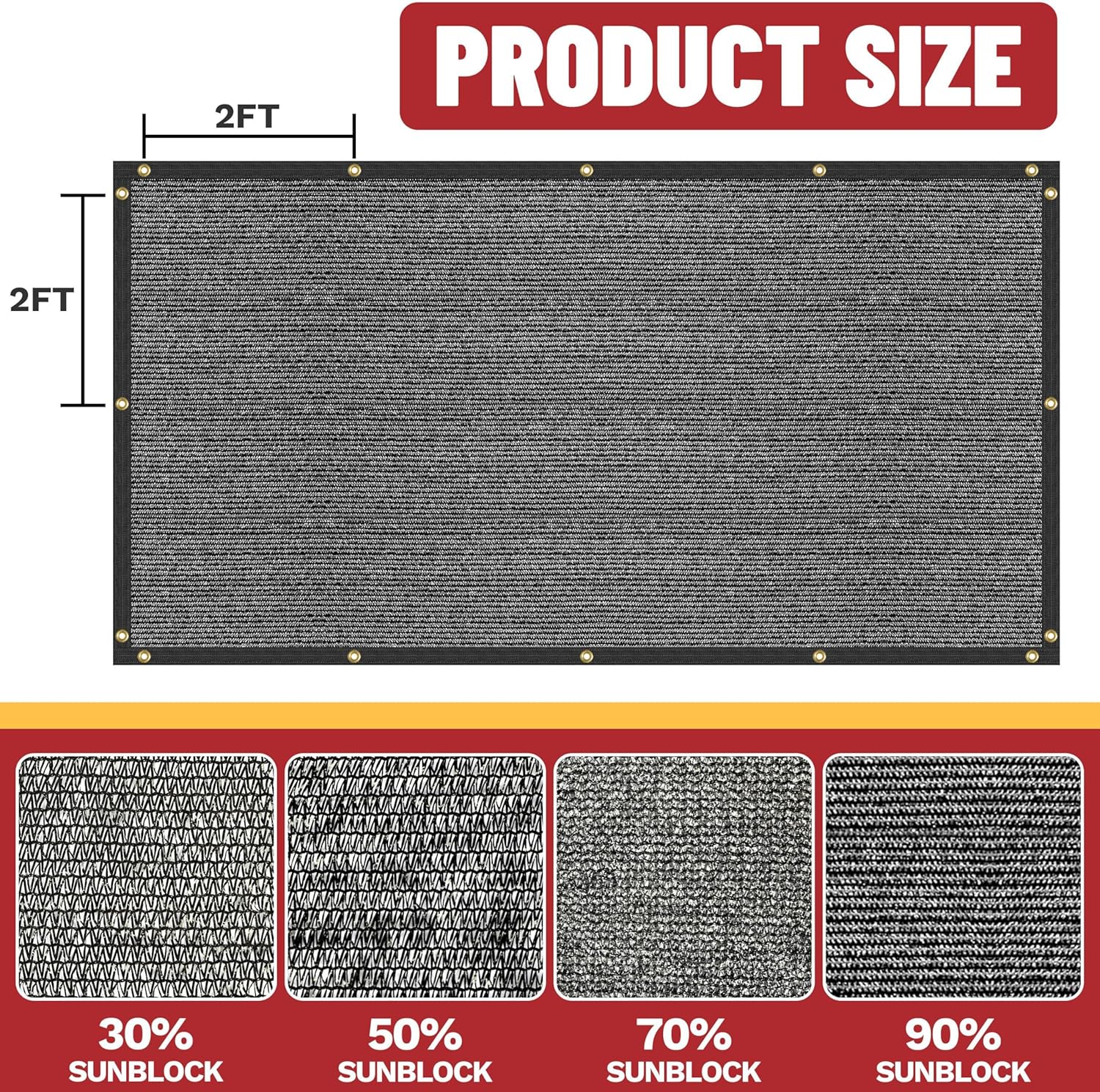 ShadeMart 50% Shade Cloth for Plant, Black 8FT x 50FT Custom Size Outdoor Shade Tarp, Shade Cover with Upgrade Grommets and Zip Ties, Netting Sunblock Net for Vegetables Flower Garden Greenhouse