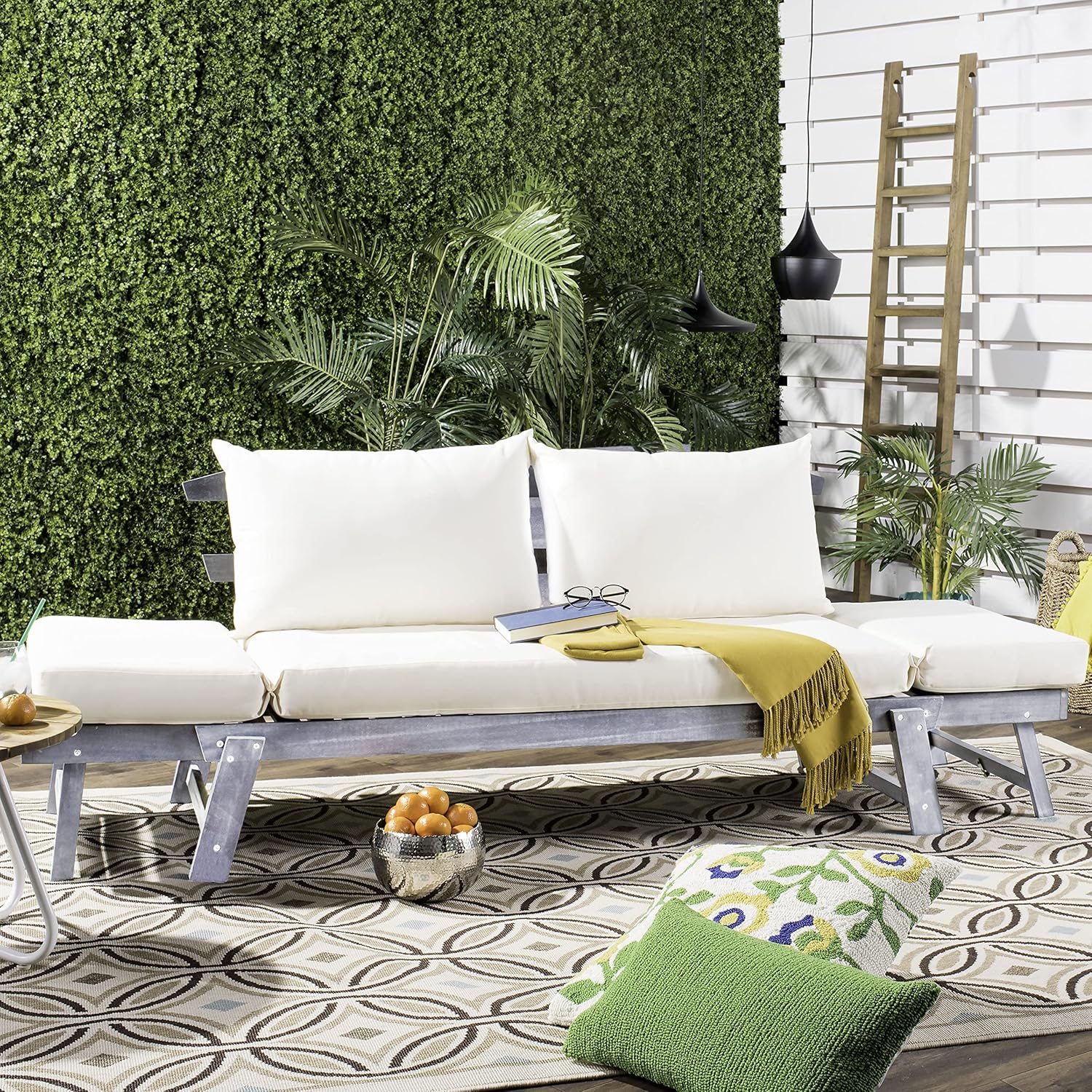 SAFAVIEH PAT6745A Outdoor Collection Tandra Grey Modern Contemporary Daybed Day Bed