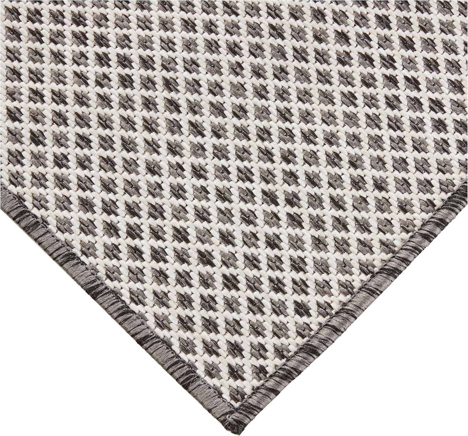 Nourison Courtyard Indoor/Outdoor Ivory Charcoal 3' x 5' Area Rug, Geometric, Easy Cleaning, Non Shedding, Bed Room, Living Room, Dining Room, Deck, Patio, Backyard (3x5)