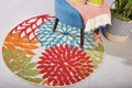 Nourison Aloha Indoor/Outdoor Green 4' x Round Area-Rug, Tropical, Botanical, Easy-Cleaning, Non Shedding, Bed Room, Living Room, Dining Room, Deck, Backyard, Patio (4 Round)