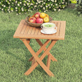 Teak Wood Square Patio Side Table, Outdoor Side Table Waterproof Natural Wood, Sturdy Portable Bistro Table for Camping Deck Poolside