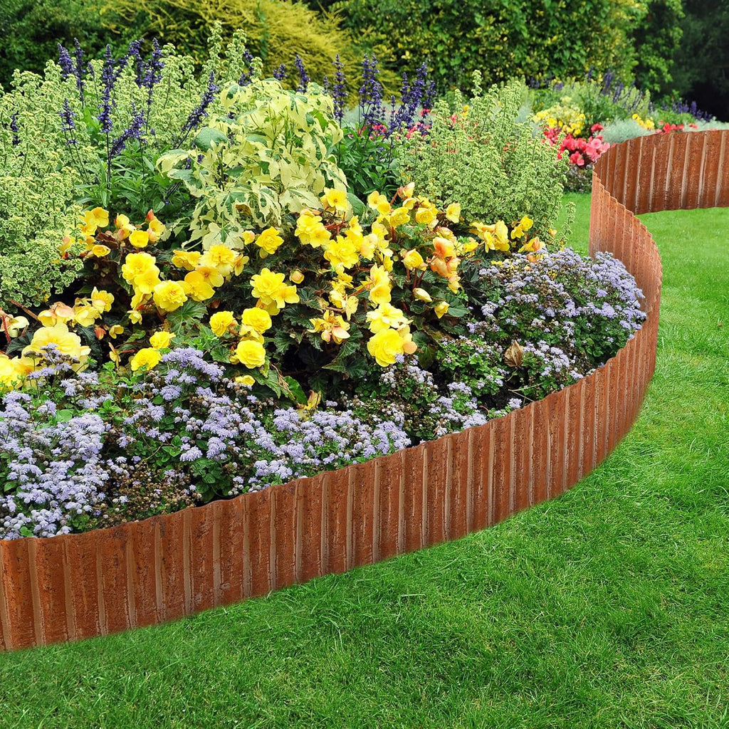 Corrugated Metal Garden Edging, 6"×40Ft Durable Metal Landscape Edging, Modern Corrugated Design for DIY Flower Beds and Landscaping Borders(Rusty)