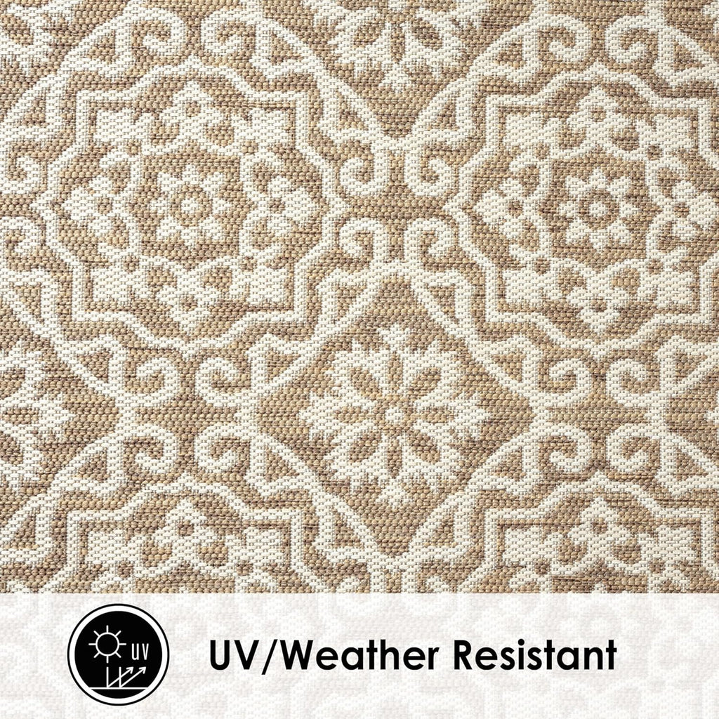 Nicole Miller New York Patio Country Julia Transitional Geometric Indoor/Outdoor Area Rug, Brown/Beige, 7'9"x10'2"