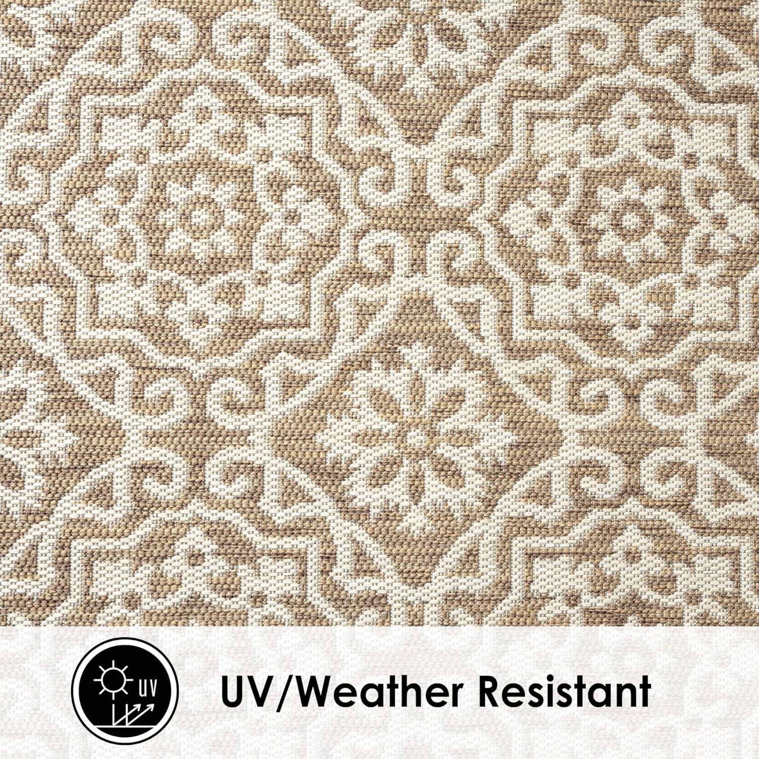 Nicole Miller New York Patio Country Julia Transitional Geometric Indoor/Outdoor Area Rug, Brown/Beige, 7'9"x10'2"